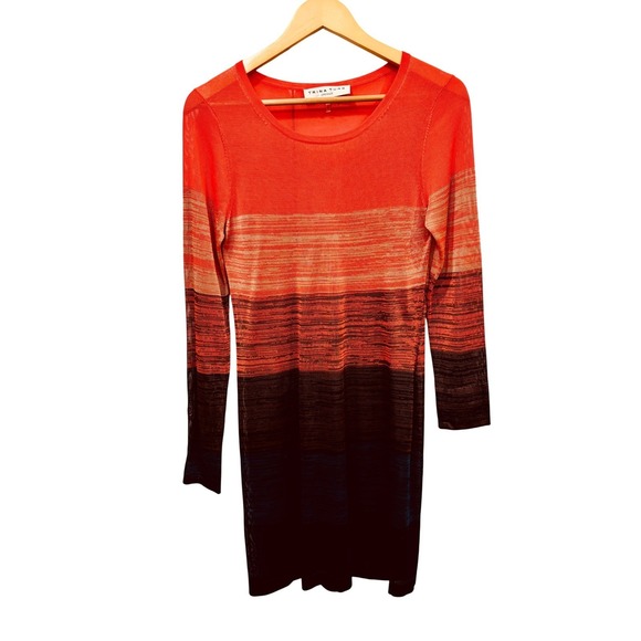 Trina Turk Dresses & Skirts - Trina Turk Womens Orange Ombre Stripe Long Sleeve Knit Sheath Dress Size M
